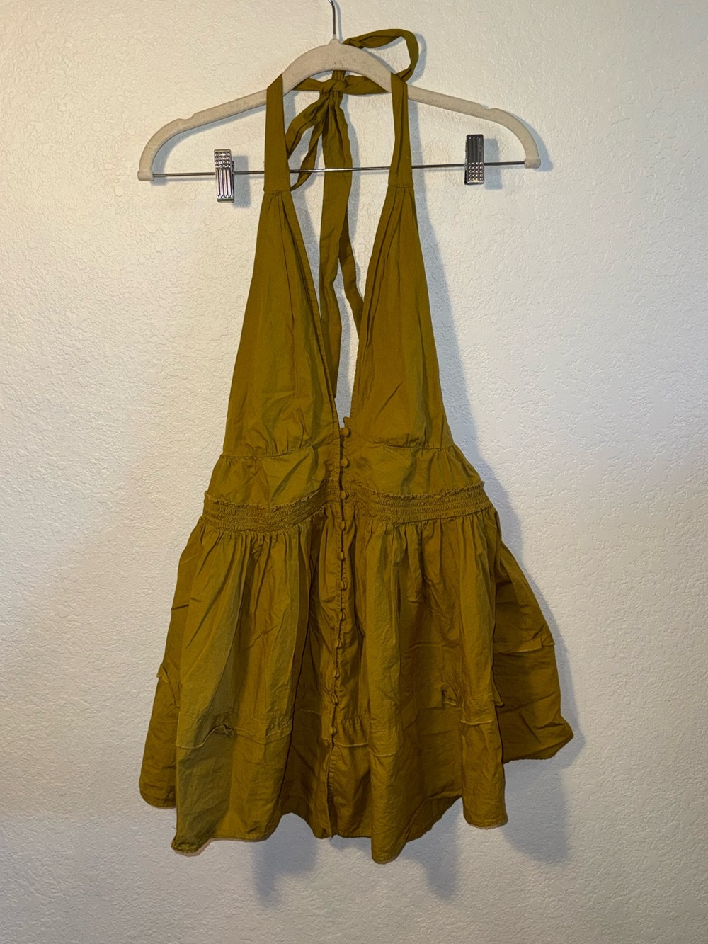 Free People Green Sail Away Button Front Halter Tunic Top Summer Size Small - Picture 2 of 6
